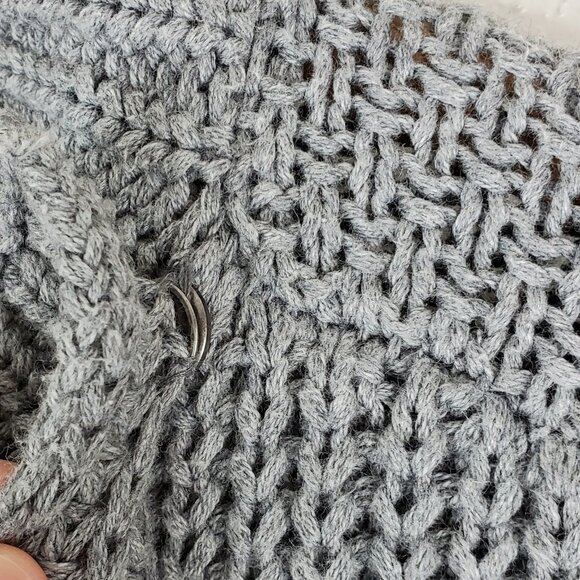 Lou & Grey Wide Ribbed Thick Knit Wool Cotton Side Snap Wrap Cardigan Sweater M - Picture 5 of 11